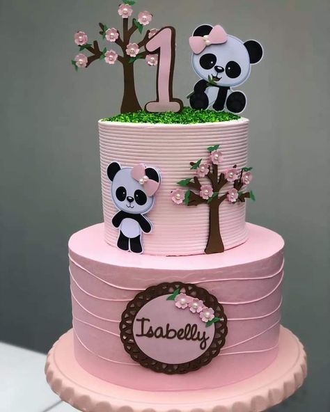 Bolo Do Panda, Panda Theme Cake, Panda Birthday Theme, Panda Birthday Party Decorations, Panda Bear Cake, Panda Birthday Cake, Bolo Paris, Panda Themed Party, Bolo Panda