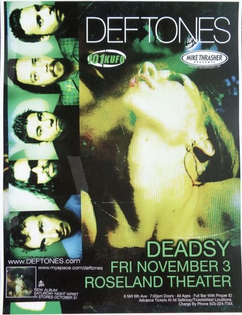 Deftones Vintage Poster, Pretty Sick Poster, Pretty Sick Band Poster, Deftones Room Decor, Deftones Poster Vintage, Band Wall Prints, Deftones Poster Aesthetic, Deftones Print, Loathe Poster