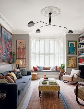 4 Arm Chairs Living Room, Small Victorian Terrace Dining Room, Living Room London Style, Home Decor Ideas Living Room Color, Family Room With Navy Sofa, Cosy Mid Century Living Room, Mid Terrace House Interior, House Landing Ideas, Victorian Front Room