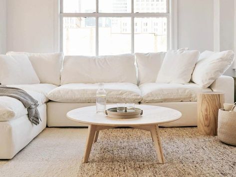 The 8 Best Inexpensive Cloud Couch Dupes of 2024 The Cloud Couch Restoration Hardware, Sunday Furniture Cloud Bed, Cloud Couch Living Room Aesthetic, Structube Couch Soft, Big Soft Couches, Best White Couches, Cheap Couch Ideas, L Shaped Cloud Couch, Family Friendly Sofa