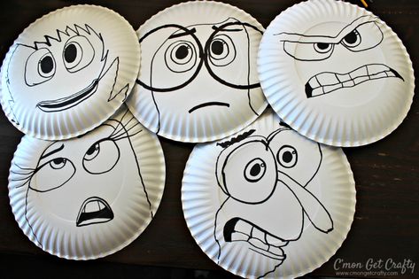 Inside Out Party Ideas, Paper Plate Masks, Emotions Preschool, Joy Inside Out, Inside Out Characters, Up The Movie, Up Disney, Disney Inside Out, Masks Crafts