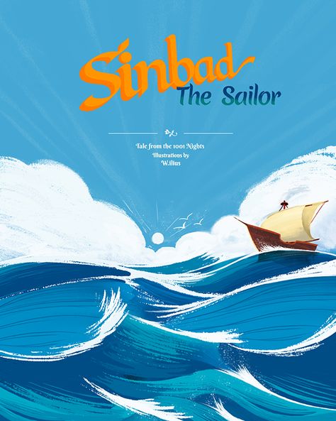 SINBAD THE SAILOR - illustrations for NUINUI on Behance Sail Illustration, Sailing Illustration, Sailor Illustration, Age Of Sail, Sinbad The Sailor, The Arabian Nights, Sea Illustration, Night Illustration, Page Layout Design