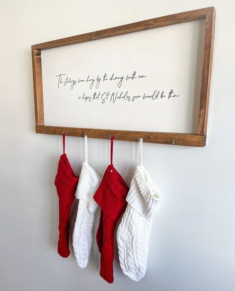 Natal, And The Stockings Were Hung, Christmas Stockings Ideas No Fireplace, Wall Stocking Hanger, No Chimney Stocking Ideas, Where To Hang Christmas Stockings Ideas, Christmas Stockings On Wall, Wall Stocking Holder, Ways To Hang Stockings Without Fireplace