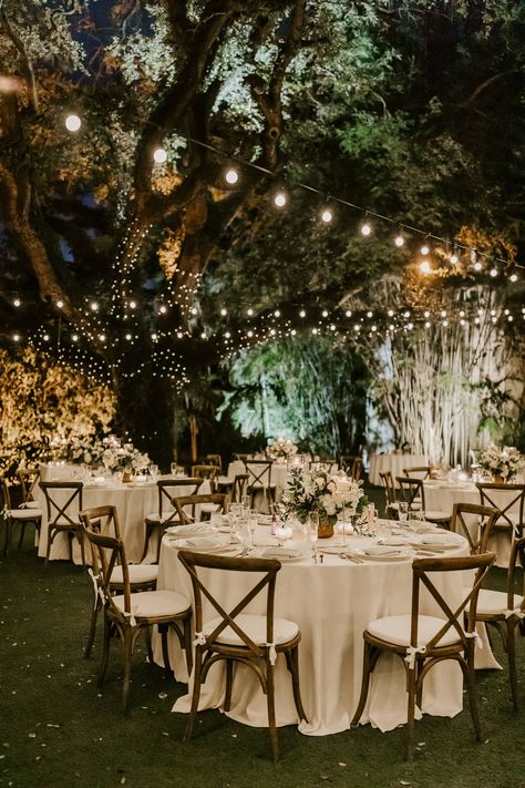 Wedding Tables Outside, Classy Wedding Outdoor, Garden Aesthetic Wedding, Small Wedding Garden, Garden Wedding Ideas Simple, Summer Wedding Venue Ideas, Small Villa Wedding, Wedding Venue Before And After, Cozy Beach Wedding