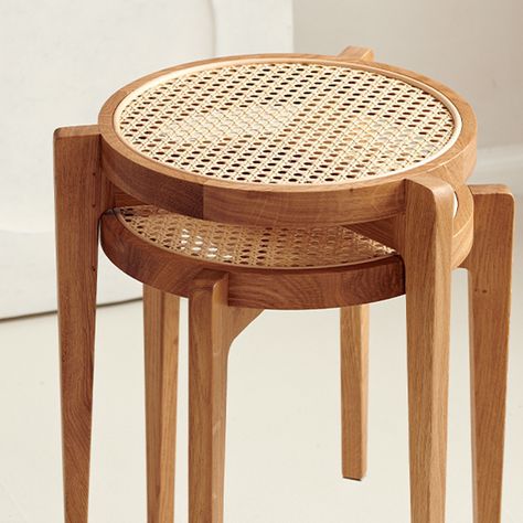 Dinner Tables Furniture, Modern Outdoor Table, Stool Side Table, Rattan Stool, Rattan Side Table, Stained Oak, Display Furniture, Stool Design, Table Stool