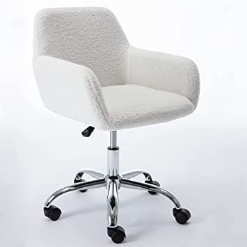 Faux Fur Home Office Chair,Home Office Chair with Memory Foam,Fluffy Fuzzy Comfortable Makeup Vanity Chair,Swivel Desk Chair Height Adjustable Dressing Chair for Bedroom,White Fluffy Chair, Cute Desk Chair, Dressing Chair, White Office Chair, Adjustable Office Chair, Swivel Chair Desk, Home Office Chair, Vanity Chair, Chair Height