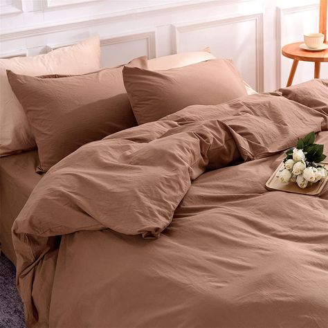 100% cotton [100% washed cotton, breathable, keep shape and soft after each wash]: This Duvet cover is made of 100% washed cotton. Brown Comforter, Queen Size Duvet Covers, King Duvet Cover Sets, Accent Chairs For Sale, Down Comforter, Bed Linen Sets, Duvet Bedding Sets, Home Dress, Mattress Sets