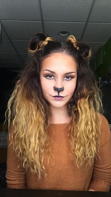 Lions Costume Women's Diy, Halloween Lion Costumes, Nala Halloween Costume, Lion Face Halloween Makeup, Female Lion Costume, Safari Costume Women Halloween, Beaver Makeup Narnia, Plus Size Lion Costume, Horse Makeup Costume