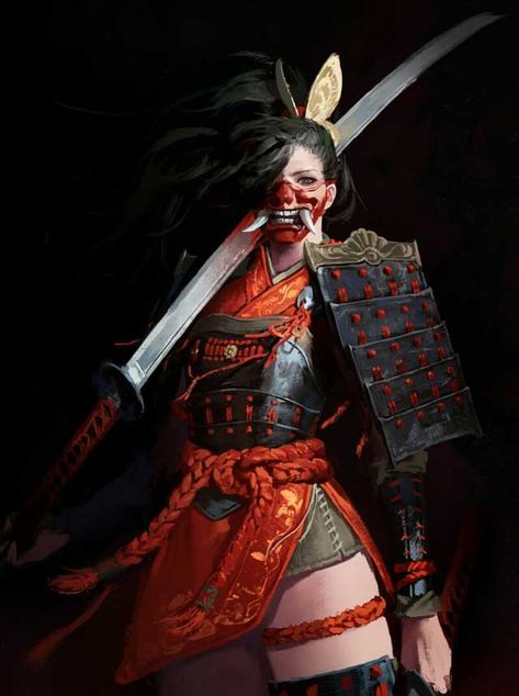 Cool Illustrations by Hongho Kang - Imgur Dongho Kang, Guerriero Samurai, Ronin Samurai, Modele Fitness, Female Samurai, Samurai Artwork, Samurai Art, Fantasy Warrior, Arte Fantasy