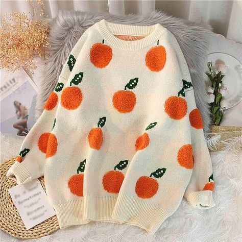 97d0145823aeb8ed80617be62e08bdccdesc47319161ri Cherry Sweater, Winter Knitwear, Cherry Pattern, Pull Oversize, Oversized Sweater Women, Long Sleeve Jumper, Orange Fruit, Knitted Tops, Womens Turtleneck