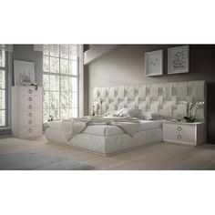 This beautiful bedroom set has a wonderful velvet upholstered headboard that has a very smooth texture. The color of the upholstery is white, which gives your bedroom a bright and spacious allusion. This bed can be chosen in the sizes king or queen. Size: Queen | Hispania Home London BedWood & Upholstered/Upholstered/Velvet in Brown/White, Size 85.0 W x 135.0 D in | Wayfair Beautiful Bedroom Set, Home London, Modern Luxury Bedroom, King Or Queen, Bedroom Size, Bed Design Modern, Luxury Bedroom, Beautiful Bedroom, Kids Bedroom Decor