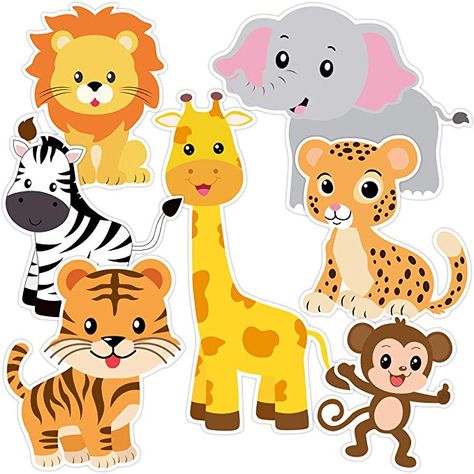 Zoo Animal Party, Safari Birthday Party Decorations, Jungle Theme Cakes, Animal Party Decorations, Jungle Animals Party, Baby Jungle Animals, Safari Baby Animals, Animal Cutouts, Safari Theme Birthday