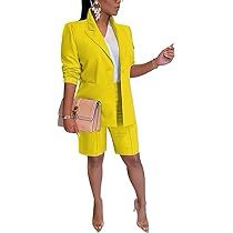 Womens Casual Suits, Straight Clothes, Ladies Blazer, Stylish Suit, Two Piece Suit, Long Sleeve And Shorts, Traje Casual, Blazer And Shorts, Casual Suit