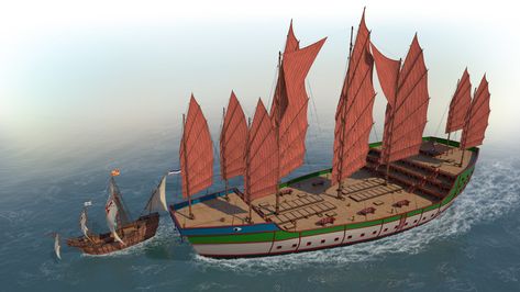 Zheng He vs Columbus, Orly Wanders on ArtStation at https://www.artstation.com/artwork/br6Gg Zheng He, Model Sailing Ships, Historical Warriors, Old Sailing Ships, Pirate Art, Ancient Warfare, Wooden Boat Plans, Naval History, Chinese History