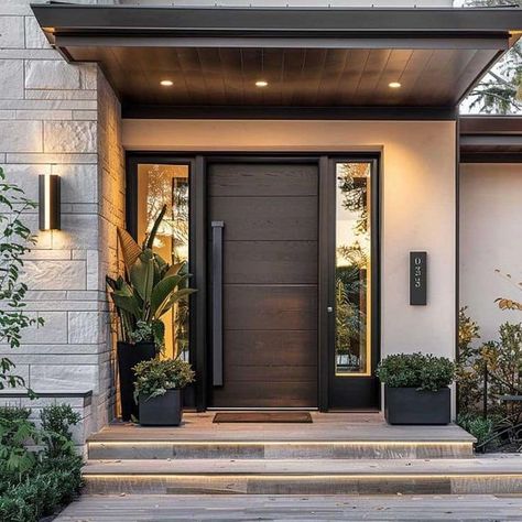 House Front Door Design, House Main Door, Modern Entrance Door, House Main Door Design, Eksterior Modern, Main Entrance Door Design, Modern Entrance, Modern Front Door, Modern House Number