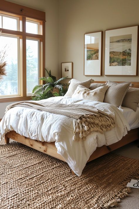 70+ Cozy Earthy Bedroom Ideas With Natural Elegance Earthy Bedroom Aesthetic Vintage, Rustic Earthy Bedroom, Hygge Bedroom Aesthetic, Cosy Neutral Bedroom, Cozy Corner In Bedroom, Western Apartment Ideas, Warm Home Aesthetic Bedroom, Home Themes Decor Ideas, Married Couple Bedroom Ideas Color Schemes