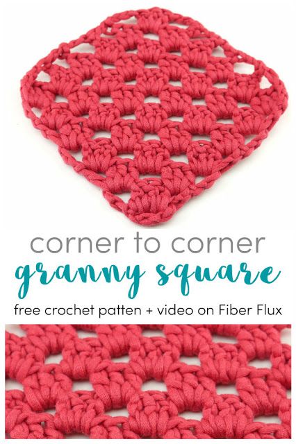 Corner To Corner Granny Square, Free Crochet Pattern + Video on Fiber Flux C2c Granny Square Crochet Pattern Free, Corner To Corner Granny Square Pattern, C2c Single Crochet Pattern, Crochet Granny Square Lap Blanket, Corner To Corner Granny Square Blanket, C2c Granny Square Free Pattern, C2c Granny Square Blanket, Corner To Corner Granny Square, C2c Granny Square