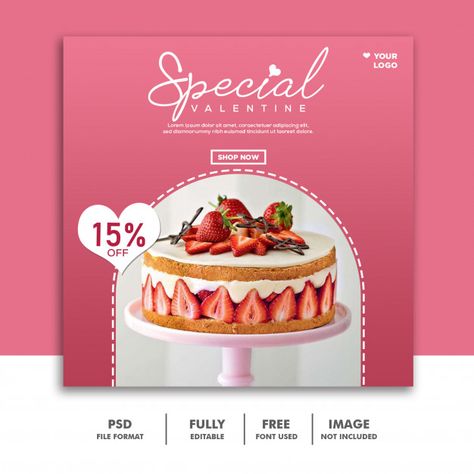 Cake food valentine banner social media ... | Premium Psd #Freepik #psd #banner #food #sale #abstract Cake Banner Design, Cake Poster Design Ideas, Cake Poster, Cake Wallpaper, Banner Design Layout, School Cake, Valentine Banner, Cake Banner, Food Graphic Design