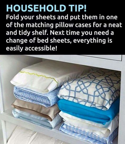 Folding sheets inside a pillow case! Best Storage Hacks, Diy Daybed, Casa Clean, Organizational Ideas, Smart Tiles, Linen Closet Organization, Casa Diy, Organisation Hacks, Ideas Para Organizar