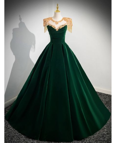 Get 10% off now! Buy simple dark green long velvet formal dress with gold beading shoulders at cheap price online. Free stable shipping and pro custom service since 2009. Prom Dress Dark Green, Velvet Formal Dress, Long Party Gowns, Green Evening Gowns, Dark Green Velvet, Velvet Party Dress, Green Prom Dress, Dress A Line, Beautiful Evening