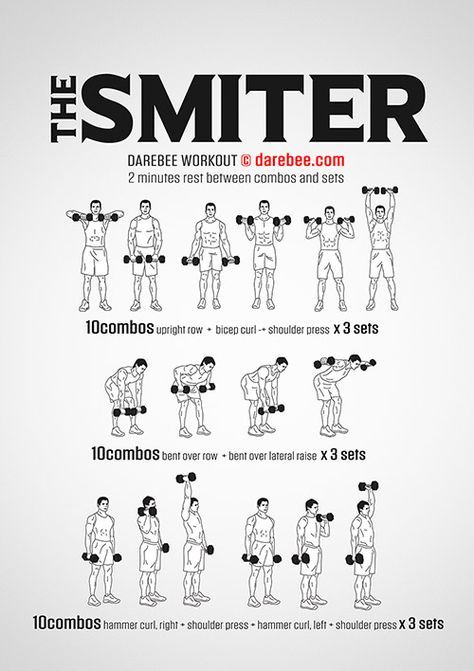 The Smiter, free, very difficult workout by Darebee Arm Workout Superset, Shredded Arms Workout, Dumbell Amrap Workout, Dumbell Superset Workout, Dumbell Forearm Workout, Tris And Bis Workout Dumbell, Forearm Dumbell Workout, Prison Workout Men, Calisthenics Workout Men