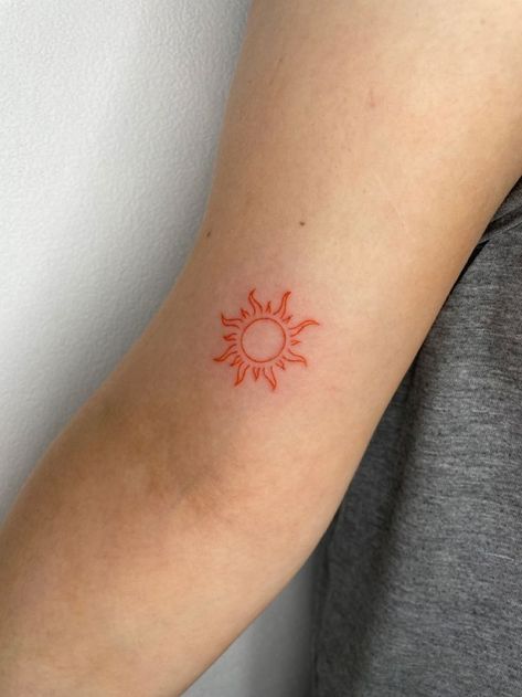 50 Best Small Travel Tattoos Ideas That Will Inspire Inner Wanderers Small Travel Tattoos, Simple Sun Tattoo, Sun Tattoo Small, Travel Tattoo Small, Travel Tattoos, Sun Tattoo Designs, Fire Tattoo, Tattoos Women, Red Ink Tattoos