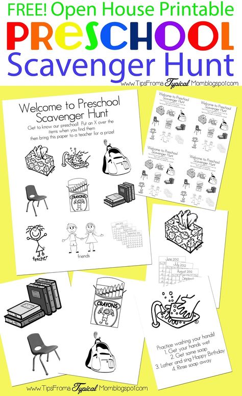 Preschool Orientation, Preschool Open House, Free Printable Scavenger Hunt, Open House Activities, Classroom Scavenger Hunt, Welcome To Preschool, Preschool Scavenger Hunt, Printable Scavenger Hunt, School Open House