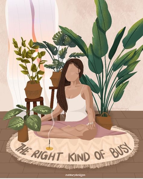 @zuhkeydesigns Happy Girl Vision Board, Meditation Aesthetic Vision Board, Illustration Art Spiritual, Meditation For Vision Board, Vision Board Aesthetic Pictures Peace, Affirmation Illustration Art, Yoga Aesthetic Illustration, Spiritual Illustration Art, Kundalini Affirmations