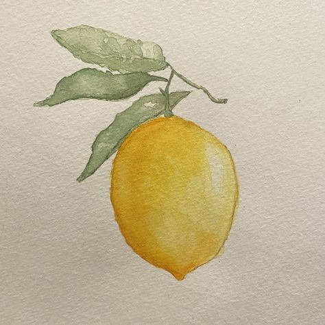 Aquarelle Drawing Easy, Lemon Watercolor Painting Easy, Lemon Watercolour Painting, Watercolor Art Lemon, Watercolor Ideas Aesthetic Easy, Watercolor Art Fruit Easy, Lemon Painting Watercolor, Aesthetic Watercolor Art Easy, Watercolor Inspo Easy