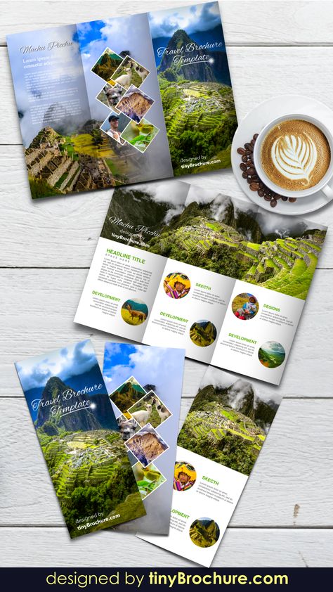 Travel Brochure Trifold, Brochures Design Layout, Travel Trifold Brochure Design, Brochure Tourism Design, Tourism Brochure Design Creative, Travel Trifold Brochure, Travel Brochure Design Layout Trifold, Travel Brochure Design Creative Handmade, Brochure Travel Design