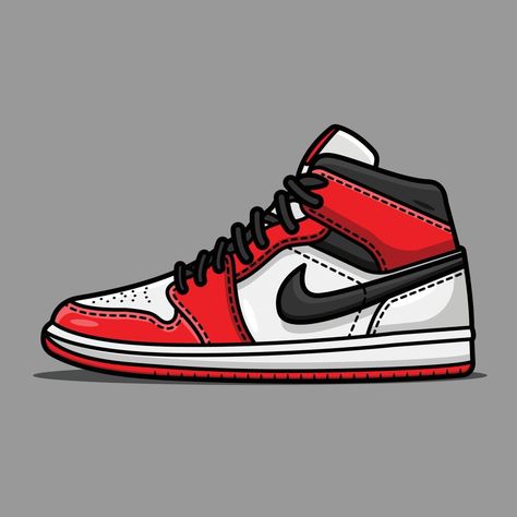 Illustration of Old school basketball shoes Shoes Cartoon Art, Cartoon Shoes Drawing, Sneaker Illustration Art, Sneaker Doodle, Summer Fotos, Pink Jordans 4s, Sneaker Illustration, Old School Basketball, Jordans 4s