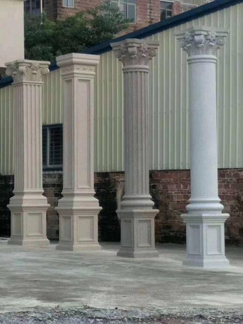 Cement Fence, Railing Garden, House Pillars, Cornice Design, Concrete Mold, Decorative Columns, Cement Design, House Main Gates Design, تصميم داخلي فاخر