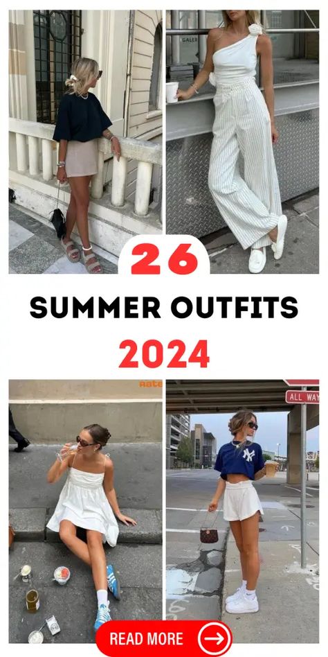 Discover the top summer outfits 2024 for every woman, with a focus on fashion trends that celebrate all sizes. Our guide highlights the season's essentials, from aesthetic monochromes to playful sets, ensuring you stay ahead in style. Whether you're curvy, midsize, or plus, these trends offer ideas to elevate your wardrobe. Dive into summer outfits 2024 women's collection, featuring breezy linens, bold prints, and casual sophistication. Perfect for beach days, city strolls, or tropical ... Fashion Inspo Summer 2024, 2024 Spring Trends For Women, Summer Outfits Trendy 2024, Outfit Ideas For Summer 2024, Blue Shorts Outfit Summer, Summer 2024 Must Haves, Dress Summer 2024 Trend, Trend Outfit 2024, 2024 Fashion Summer