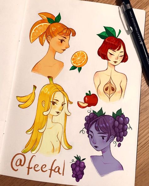 Strawberry Character, Drawing Fruit, Digital Art Programs, Drawn Characters, Kunstjournal Inspiration, Illustration Mignonne, Fruits Drawing, Arte Inspo, Arte Sketchbook