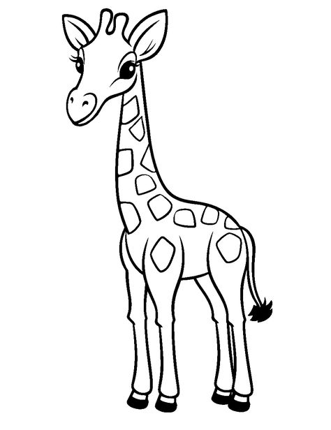 Easy Giraffe Outline Coloring Page - A basic outline of a giraffe for beginners. Giraffe Outline Drawing, Coloring Pages Giraffe, Giraffe Clipart Black And White, Giraffe Coloring Pages Free Printable, Giraffe Templates Free Printable, Drawing Of Giraffe, Giraffe Drawing Easy, Outline Animals, Giraffe Outline