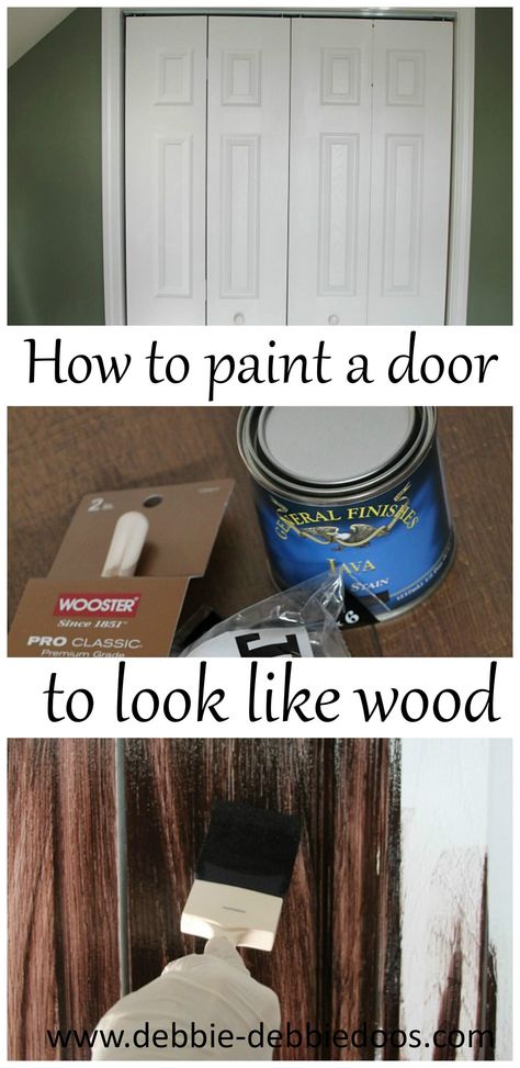 How to paint a plain white door to look like rustic wood Upcycling, Paint A Door, Bathroom Construction, Stained Doors, White Door, Into The Wood, Wood Interior, White Doors, Up House