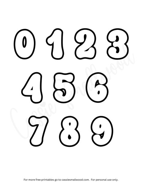 Bubble numbers 0-9 coloring page free printable pdf Bubble Letter Fonts Numbers, Bubble Writing Numbers, Bubble Numbers 1-10 Font, 123 Coloring Pages, Number Cutouts, Bento Design, Letters Coloring Pages, Bubble Numbers, Royal Icing Templates