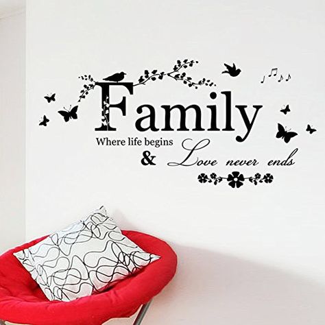 Weksi®Wall Decor Stickers Quotes Love Never Ends Flower F... https://www.amazon.ca/dp/B00ZOKO2CI/ref=cm_sw_r_pi_dp_x_vsdXybBEDXR08 Wall Stickers Family, Wall Stickers Words, Family Wall Quotes, Wall Stickers Quotes, Wall Decals For Bedroom, Vinyl Quotes, Estilo Art Deco, Wall Stickers Bedroom, Wall Stickers Home Decor