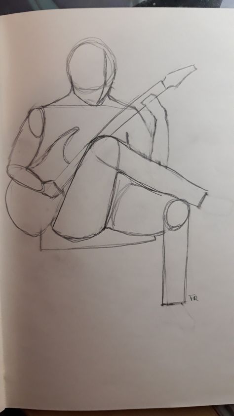 Quick sketch/guitar pose How To Draw Someone Playing Guitar, Guy Holding Guitar Reference Drawing, Art Reference Guitar, Guitar Holding Reference Drawing, Gutair Drawing Reference, Person Playing Guitar Reference Drawing, Drawing On Guitar Ideas, Holding Guitar Pose Drawing Reference, Boy Playing Guitar Drawing