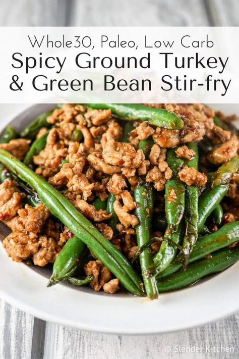 Ground Turkey Recipes Whole 30, Turkey And Green Beans, فاصوليا خضراء, Cibo Asiatico, Resep Diet, Recipe 30, Deilig Mat, Ground Turkey Recipes, Paleo Whole 30