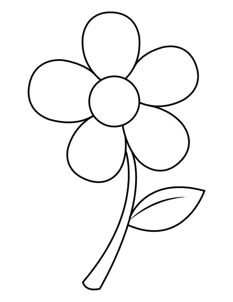 Printable Simple Flower Coloring Page Simple Flower Coloring Pages, Simple Flower Coloring, Flower Colouring Pages, Flower Templates Printable Free, Flower Coloring Sheets, Sunflower Coloring Pages, Simple Flower Drawing, Printable Flower Coloring Pages, Preschool Coloring Pages