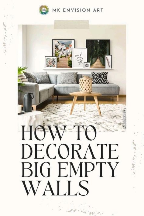 Wall Decor For Big Wall Space, Ideas For Wall Decor Living Room, Large Wall Shelves Living Room, Large Living Room Decor Ideas, Wall Arrangement Ideas Living Rooms, Living Room Big Wall Decor, Decor Wall In Living Room, Art For Large Wall Space Living Room, Big Wall Decor Living Room Modern