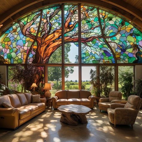 Stained Glass House Decor, Stained Glass Living Room Window, Fairytale Living Room, Dappled Sunlight, زجاج ملون, Dream House Rooms, Dream House Interior, Boho Chic Decor, House Goals