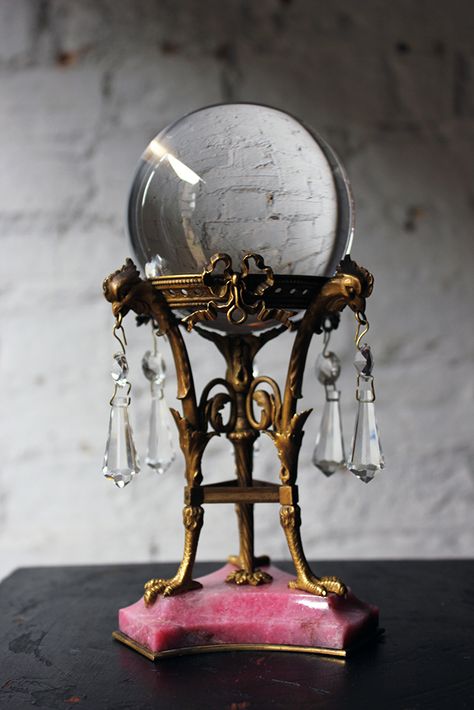 Incredibly beautiful and rare French crystal ball on stand circa 1900 from DC member Doe and Hope Crystal Ball Divination, Crystal Ball Aesthetic, Fortune Ball, Guide Aesthetic, Cristal Ball, Crystal Ball Holder, Crystal Ball Stand, Crystal Stand, Crystal Wedding Dress
