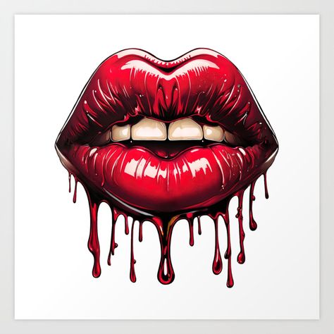 Dripping Lips Art Print by Sawset Pink Lips Art, Lips Art Print, Art Lips, Pop Art Lips, Lips Art, Dripping Lips, Prince Images, Kiss Lips, Flower Art Drawing