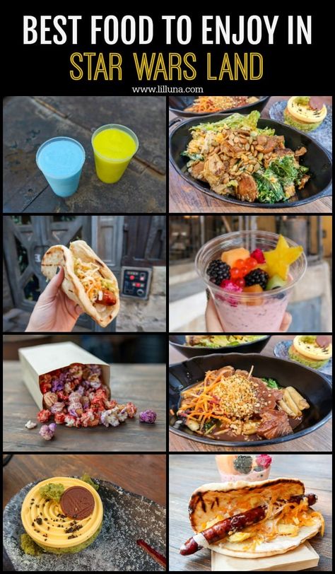 A guide to all the best food at Star Wars Galaxy's Edge. From the restaurants, stands and more to the menu and favorite items from each place, we are sharing it all! Star Wars Food Recipes, Star Wars Themed Food, Sticky Pork Ribs, Star Wars Land, Disneyland Star Wars, Star Wars Theme Party, Star Wars Food, Star Wars Galaxy's Edge, Disney World Restaurants