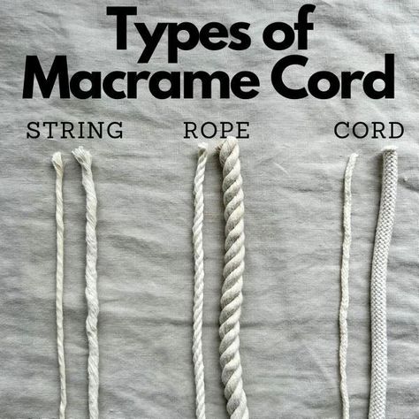 Choosing macrame cord for a project can be overwhelming, especially if you're a beginner. I have a tutorial that explains the types of cord, as well as thicknesses, and the best application for different macrame projects. Click the link to go to the free tutorial. Macrame Tutorial Beginner, Diy Macrame Plant Hanger Pattern, Diy Crafts To Do At Home, Vintage Macrame Patterns, Macrame Chairs, Cords Crafts, Macrame Thread, Macrame Plant Hanger Patterns, Macrame Mirror