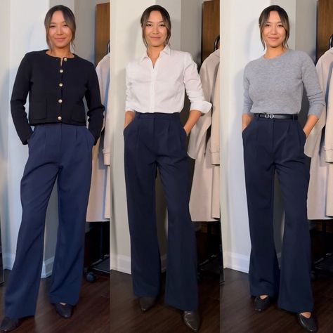 Women's A&F Sloane Tailored Pant curated on LTK Navy Pants Outfit Women, Navy Pants Work Outfit, Navy Trousers Outfit Women, Blue Wide Leg Pants Outfit, Navy Trousers Outfit, Navy Blue Pants Outfit, Blue Trousers Outfit, Gray Shirt Outfit, Navy Pants Outfit