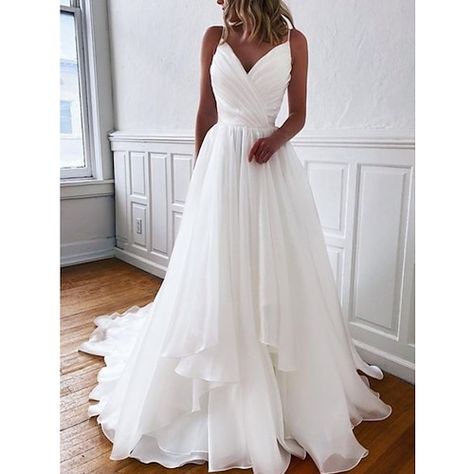 Vintage Wedding Dresses, Wedding Dress Organza, Wedding Dresses Sheath, Sweep Train Wedding Dress, Long Bridal Gown, Simple Wedding Dresses, Cheap Wedding Dresses Online, Ruffle Wedding Dress, Womens Wedding Dresses