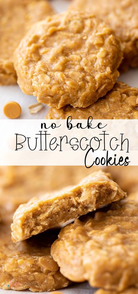 These easy No Bake Butterscotch Cookies are one of my favorite no bake cookie recipes, especially since they’re made with butterscotch chips. These oatmeal butterscotch no bake cookies come together in about 30 minutes and are made with a handful of ingredients. Madeleine, Butterscotch No Bake Cookies, Butterscotch No Bake, Recipes With Butterscotch Chips, No Bake Cookie Recipes, Butterscotch Desserts, Butterscotch Cookies Recipes, Oatmeal Butterscotch, Butterscotch Chip Cookies